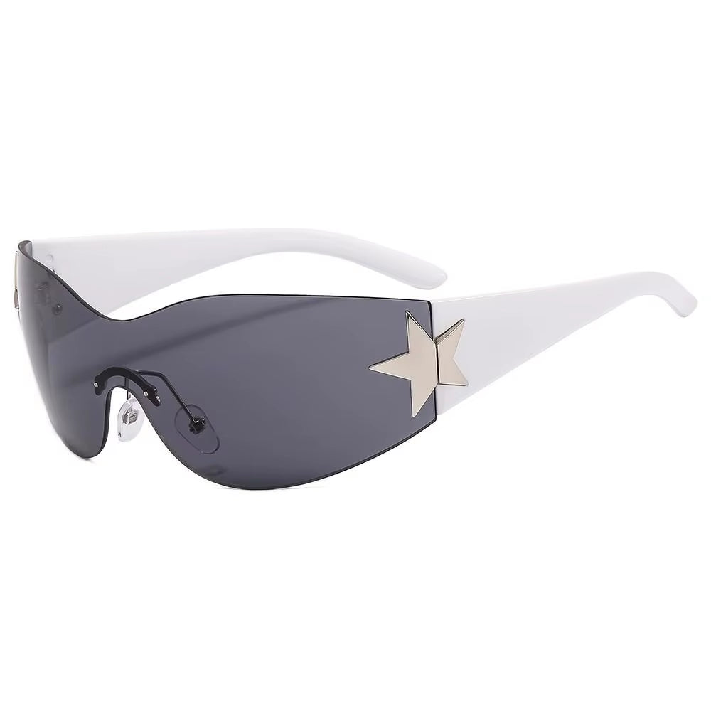 Luxury Punk Sports Sunglasses Women Brand Designer Y2K One Piece Sun Glasses Men Goggle Shades UV400 Five Star Fashion Eyewear