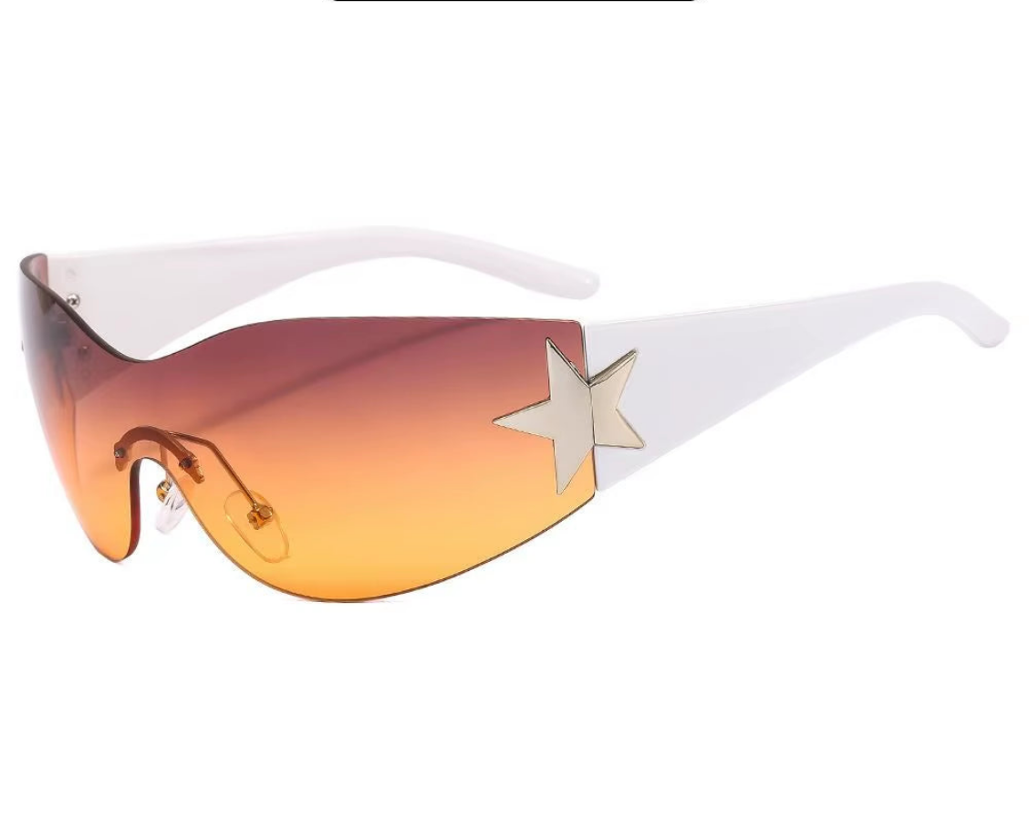 Luxury Punk Sports Sunglasses Women Brand Designer Y2K One Piece Sun Glasses Men Goggle Shades UV400 Five Star Fashion Eyewear