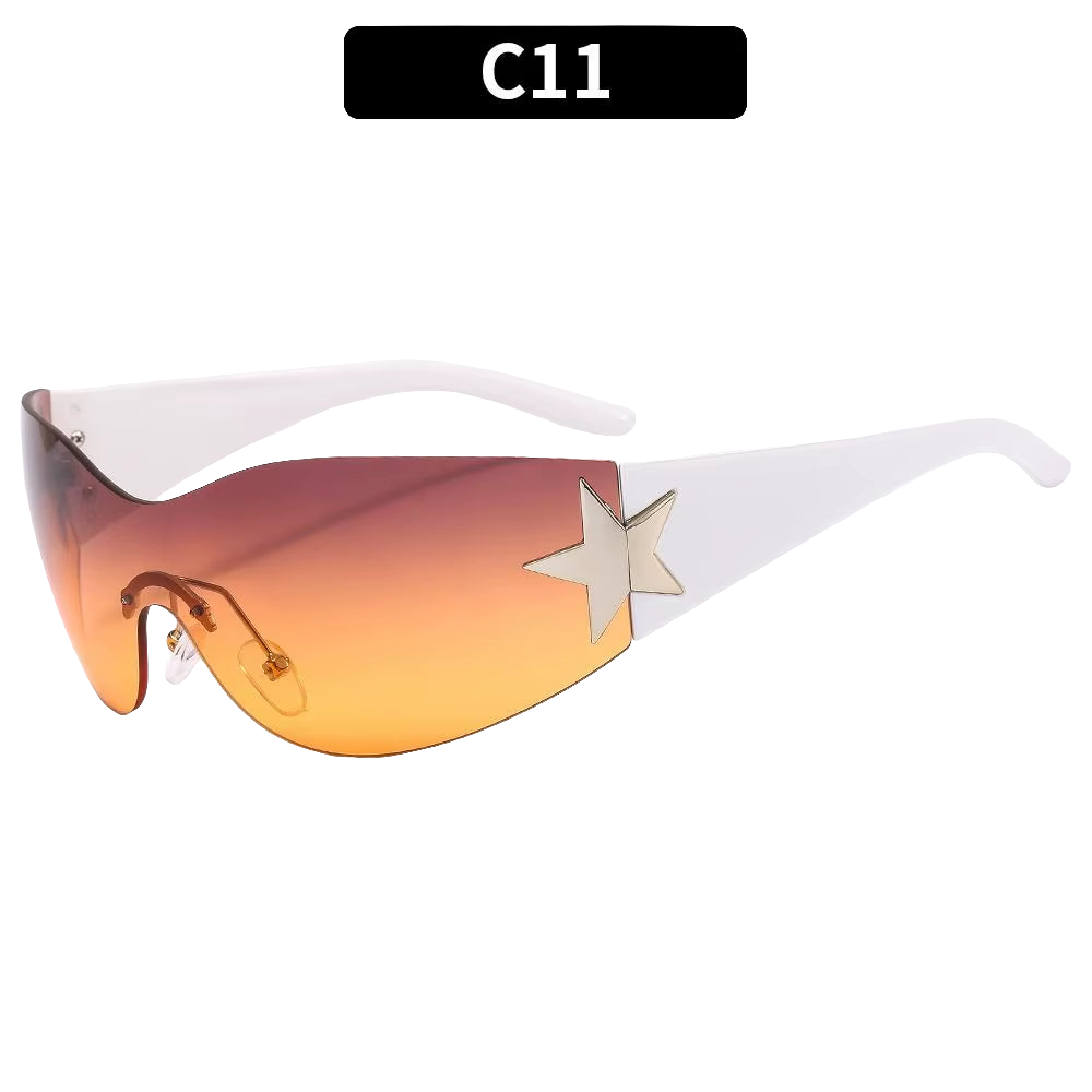 Luxury Punk Sports Sunglasses Women Brand Designer Y2K One Piece Sun Glasses Men Goggle Shades UV400 Five Star Fashion Eyewear